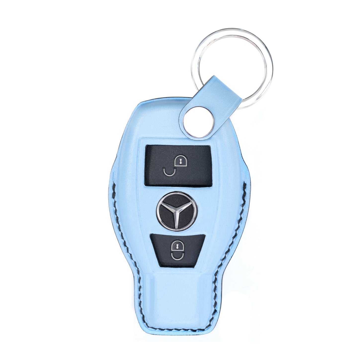 Mercedes 2 Buttons Key Fob Cover in Baby Blue Nappa
