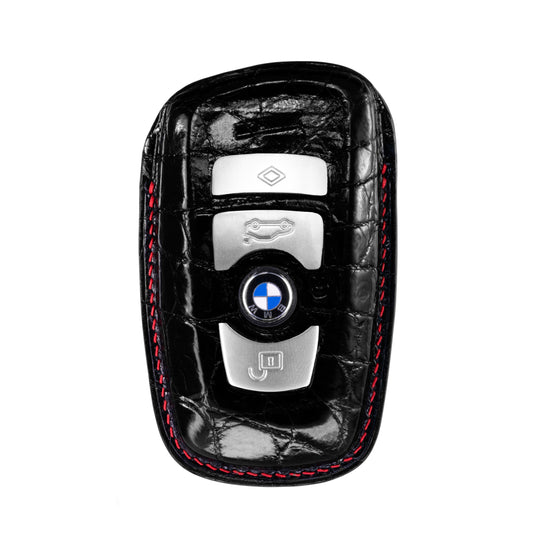BMW 3 Buttons Key Fob Cover in Black Crocodile
