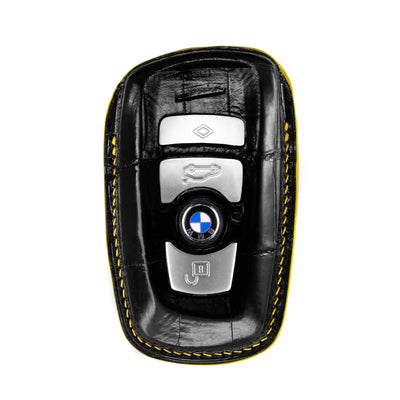 BMW 3 Buttons Key Fob Cover in Black Crocodile