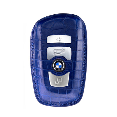 BMW 3 Buttons Key Fob Cover in Blue Matte Crocodile