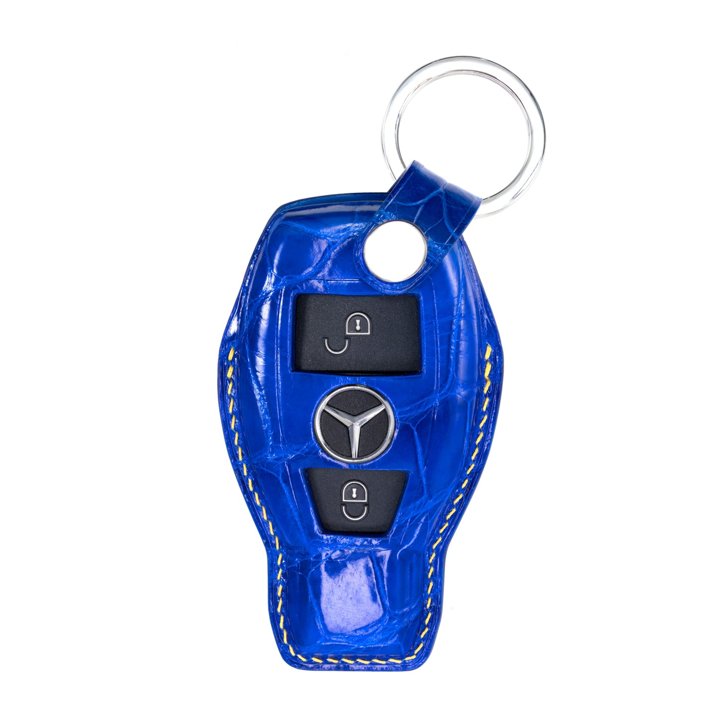 Mercedes 2 Buttons Key Fob Cover in Blue Crocodile