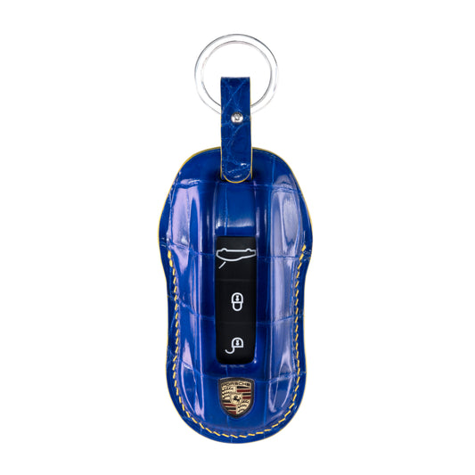 Porsche New Key Fob Cover in Blue Crocodile