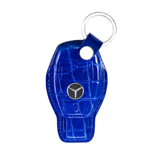 Mercedes 3 Buttons Key Fob Cover in Blue Crocodile