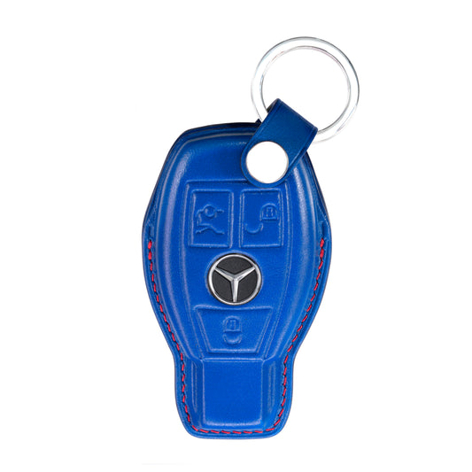 Mercedes 3 Buttons Key Fob Cover in Electric Blue Nappa