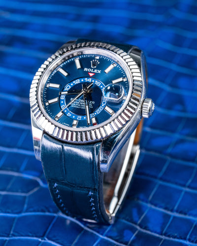 Bespoke Watch Strap in Navy Blue Crocodile