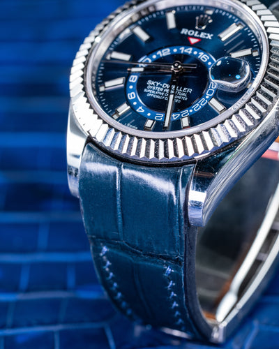 Bespoke Watch Strap in Navy Blue Crocodile
