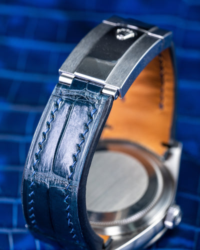 Bespoke Watch Strap in Navy Blue Crocodile