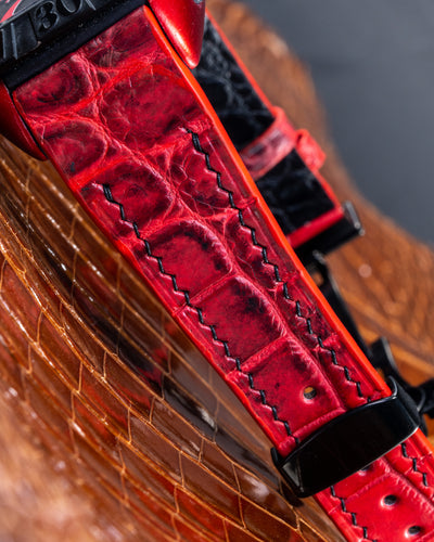Bespoke Watch Strap in Red Himalayan Crocodile