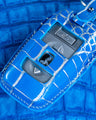 Bespoke Key Fob Cover in 2 Tone Blue Silver Alligator