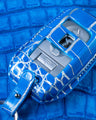 Bespoke Key Fob Cover in 2 Tone Blue Silver Alligator