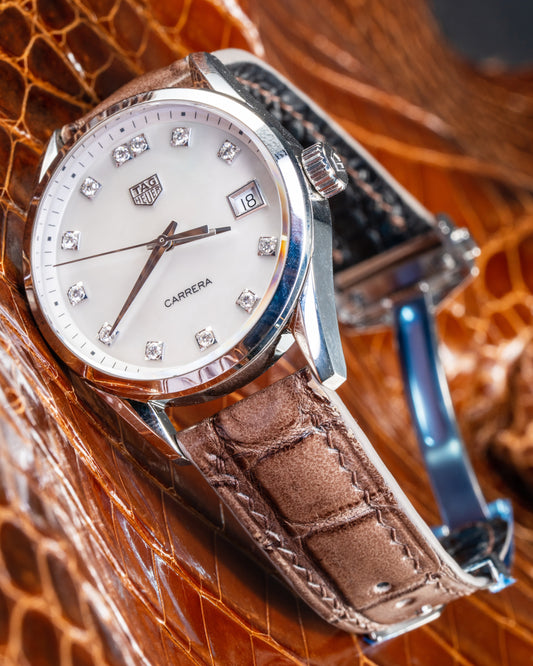 Bespoke Watch Strap in Ombre Brown Crocodile