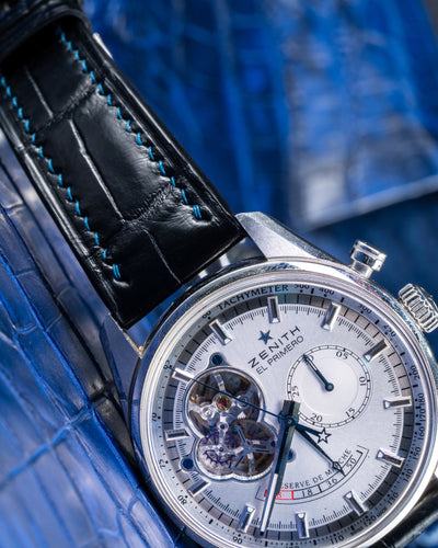 Bespoke Watch Strap in Navy Blue Crocodile