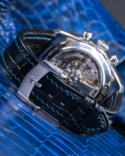 Bespoke Watch Strap in Navy Blue Crocodile
