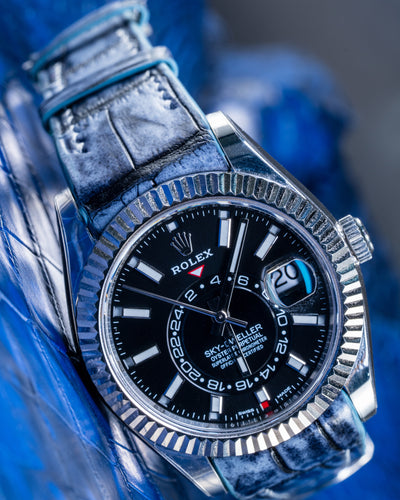 Bespoke Watch Strap in Blue Grey Rubbed Off Crocodile