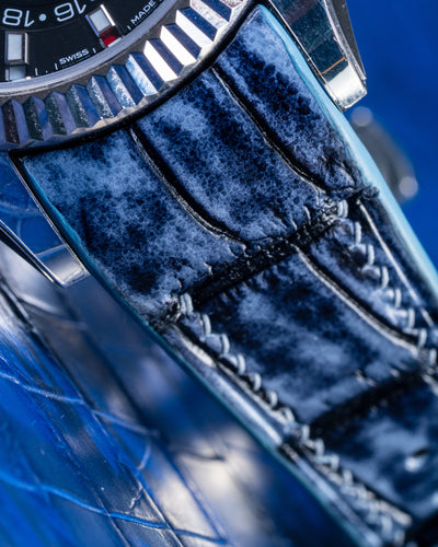 Bespoke Watch Strap in Blue Grey Rubbed Off Crocodile