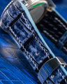 Bespoke Watch Strap in Blue Grey Rubbed Off Crocodile