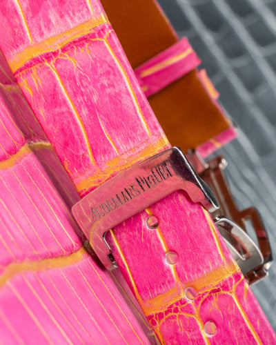 Bespoke Watch Strap in Gold Pink Alligator