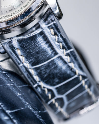 Bespoke Watch Strap in Black Silver Alligator