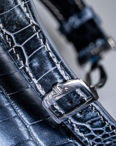 Bespoke Watch Strap in Black Silver Alligator