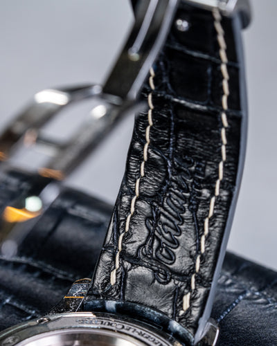 Bespoke Watch Strap in Black Silver Alligator