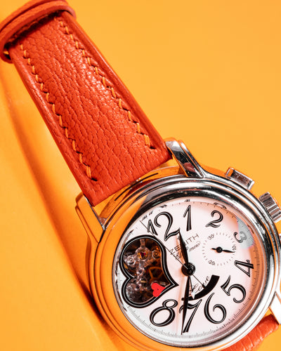 Bespoke Watch Strap in Orange Chevre