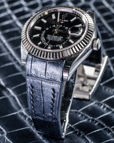 Bespoke Watch Strap in Metallic Black Crocodile