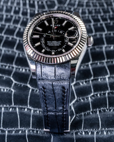 Bespoke Watch Strap in Metallic Black Crocodile
