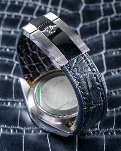 Bespoke Watch Strap in Metallic Black Crocodile