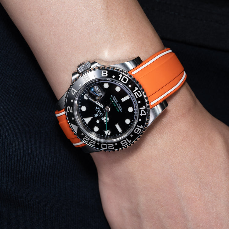 Solitaire Rubber straps in Frosted Orange for Rolex GMT-Master II