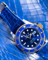 Bespoke Watch Strap in Electric Blue Crocodile