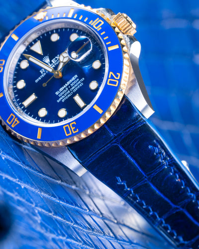 Bespoke Watch Strap in Electric Blue Crocodile