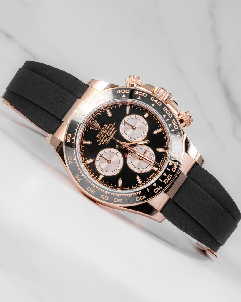 Solitaire Rubber straps in Classic Black for Rolex Cosmograph Daytona Solitaire Official