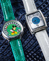 Bespoke Watch Strap in Emerald Green & Rhino Grey Crocodile