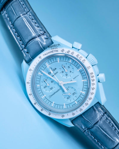 Bespoke Watch Strap in Baby Blue Crocodile