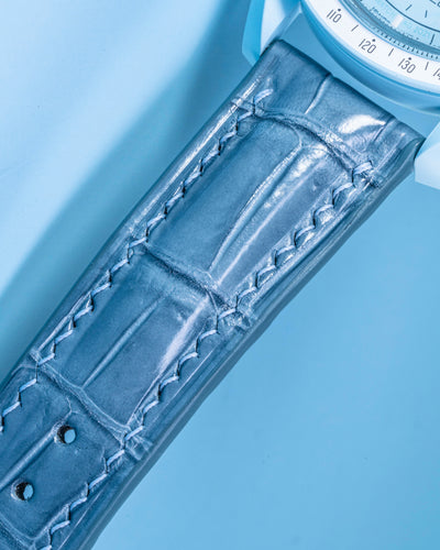 Bespoke Watch Strap in Baby Blue Crocodile