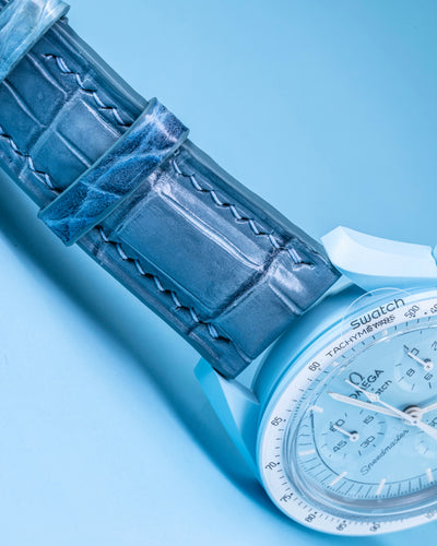 Bespoke Watch Strap in Baby Blue Crocodile