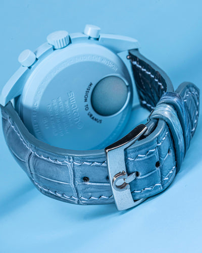 Bespoke Watch Strap in Baby Blue Crocodile