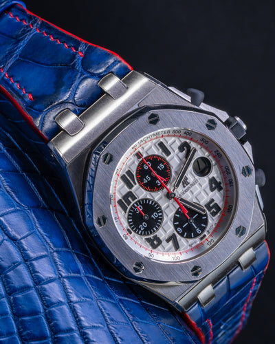 Bespoke Watch Strap in Tie Dye Blue Crocodile