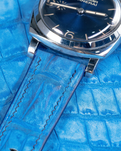 Bespoke Watch Strap in Blue Nubuck Alligator