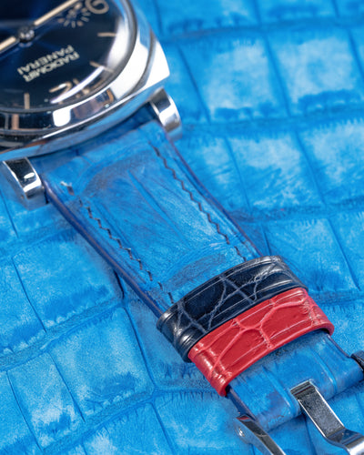 Bespoke Watch Strap in Blue Nubuck Alligator