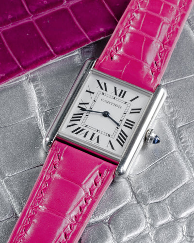 Bespoke Watch Strap in Fuchsia Pink Crocodile