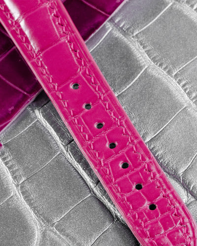 Bespoke Watch Strap in Fuchsia Pink Crocodile