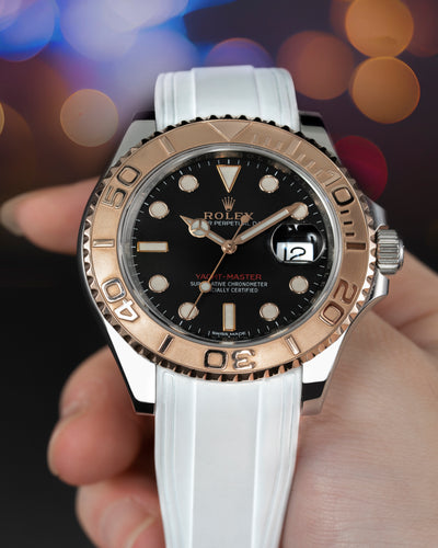 Solitaire Rubber straps in Snowy White for Rolex Yacht-Master 126621