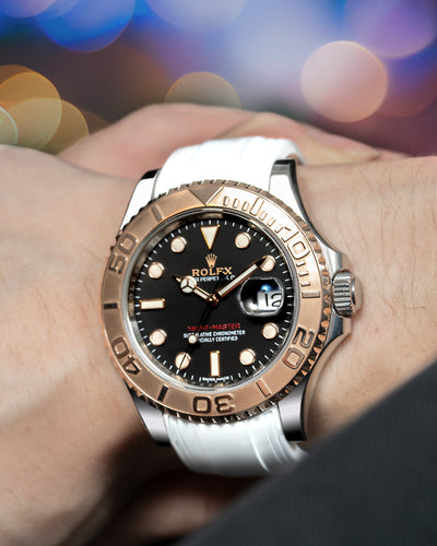 Solitaire Rubber straps in Snowy White for Rolex Yacht-Master 126621