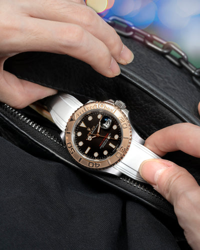Solitaire Rubber straps in Snowy White for Rolex Yacht-Master 126621