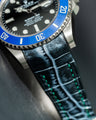 Bespoke Watch Strap in Black Silver Alligator