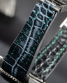 Bespoke Watch Strap in Black Silver Alligator