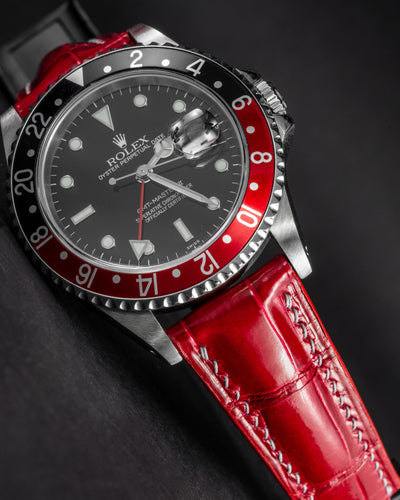 Bespoke Watch Strap in Ferrari Red Crocodile
