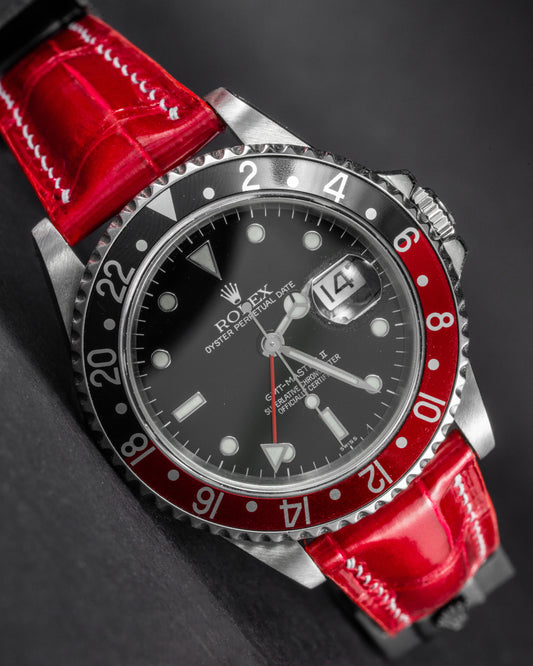Bespoke Watch Strap in Ferrari Red Crocodile