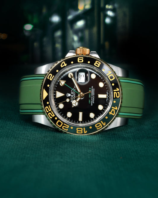 Solitaire Rubber straps in Deep Emerald Green for Rolex GMT-Master II 116713LN
